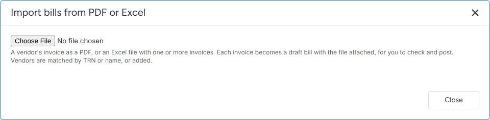 Vendor invoices to draft bills