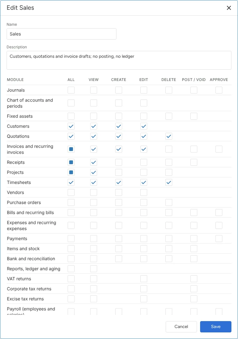Roles module by module
